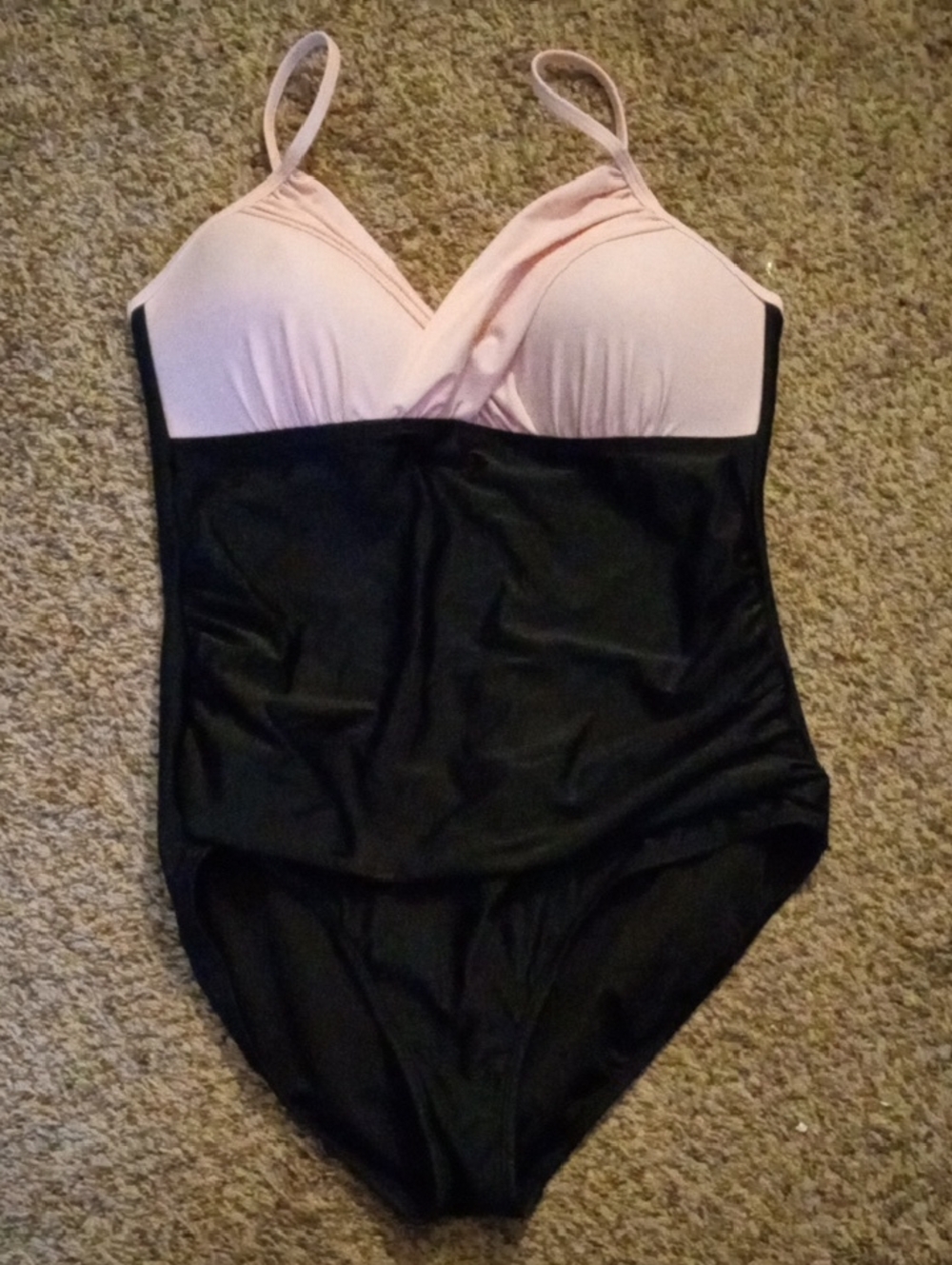 Women's Black and Light Pink One-Piece Swimsuit